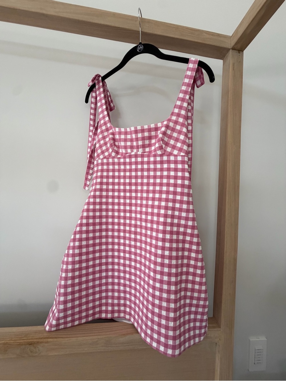 Zara Pink and White Gingham Tie-Shoulder Camisole